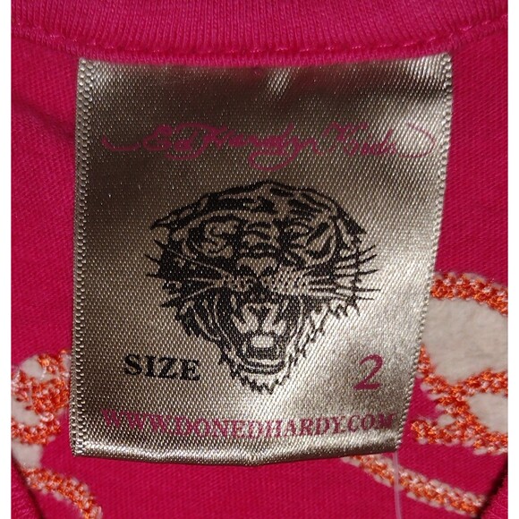 Ed Hardy Toddler Tee Size 2 Pink Bee Dragon w/ Cowboy Hat Rhinestones NWT - Picture 6 of 8